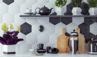 gray and white hexagon tile