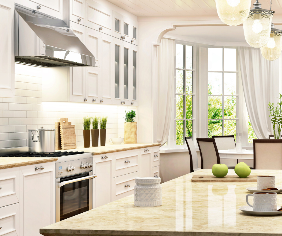 white kitchen with greenery
